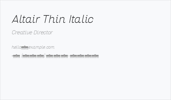 Altair Thin Italic Business Card