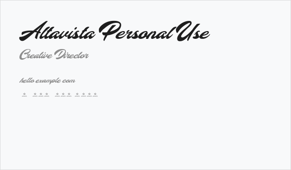 Altavista Personal Use Business Card