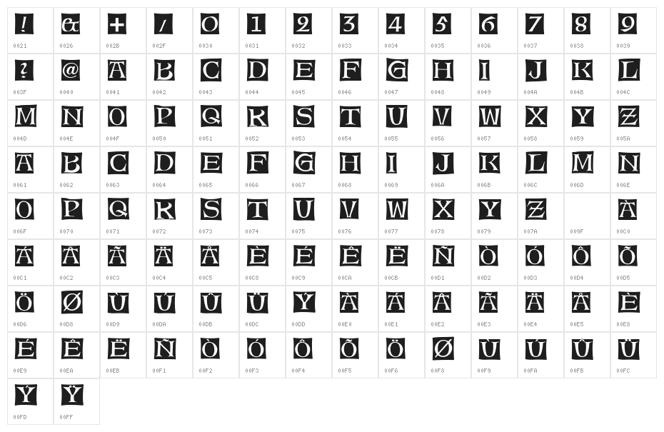 Alte Caps Character Map