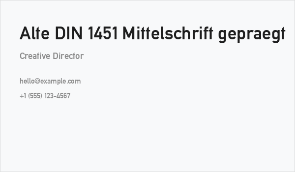 Alte DIN 1451 Mittelschrift gepraegt Business Card