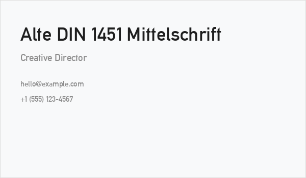 Alte DIN 1451 Mittelschrift Business Card