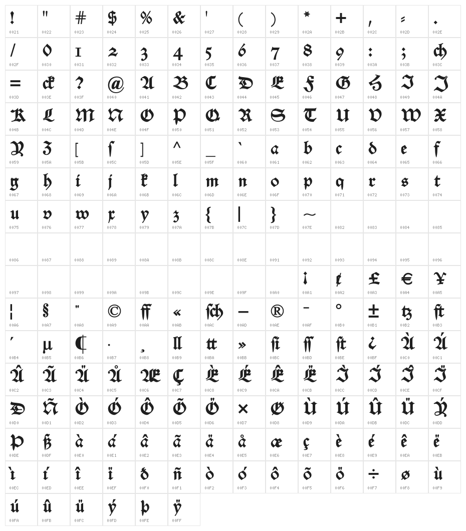 Alte Schwabacher OSF DemiBold Character Map