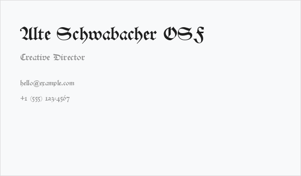 Alte Schwabacher OSF Business Card