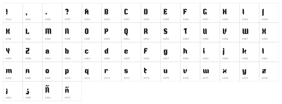 Alter Ego Regular Character Map