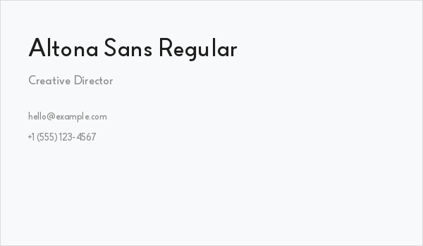 Altona Sans Regular Business Card