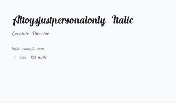 Altoysjustpersonalonly-Italic Business Card