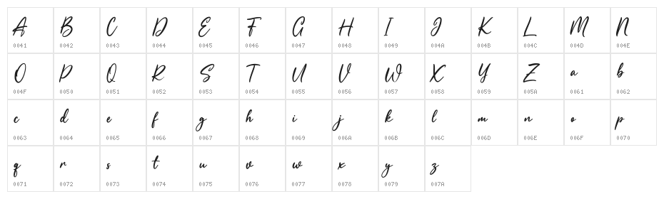 Alulla Saffia Free Regular Character Map