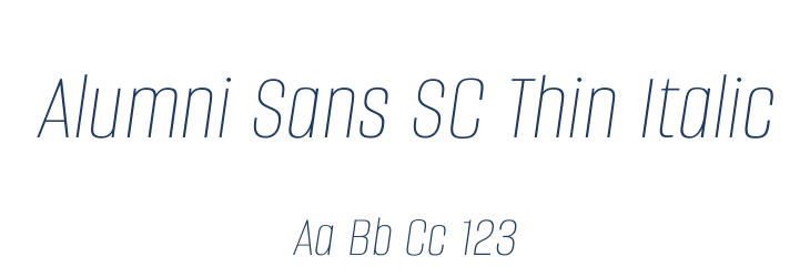 Alumni Sans SC Thin Italic Font Preview