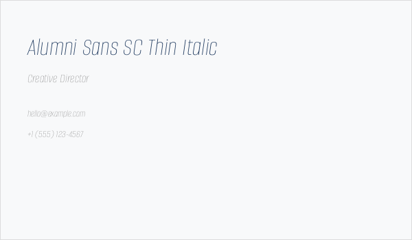 Alumni Sans SC Thin Italic Business Card