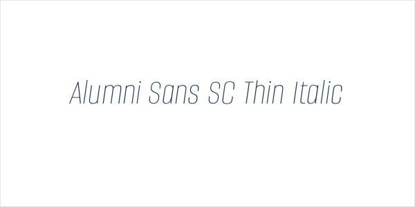 Alumni Sans SC Thin Italic Logo