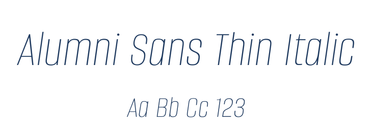 Alumni Sans Thin Italic Font Preview