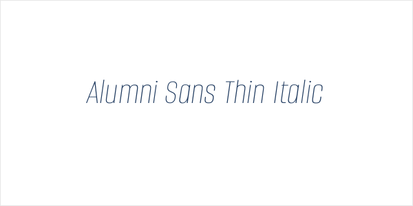 Alumni Sans Thin Italic Logo