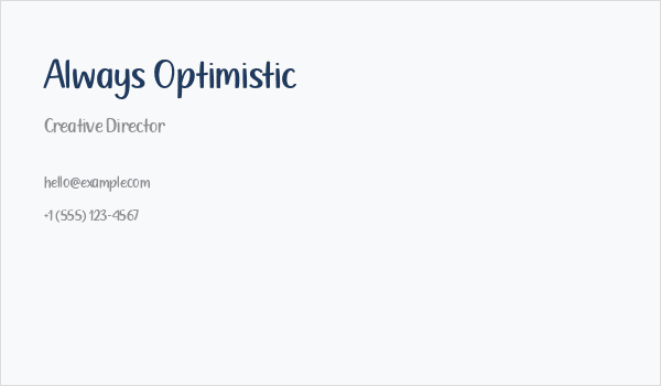Always Optimistic Business Card