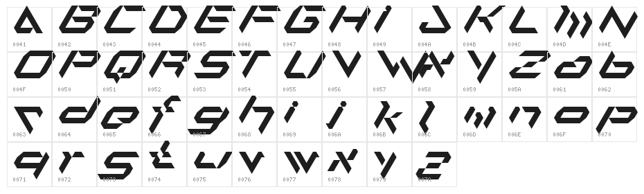 alfamesh001 Regular Character Map