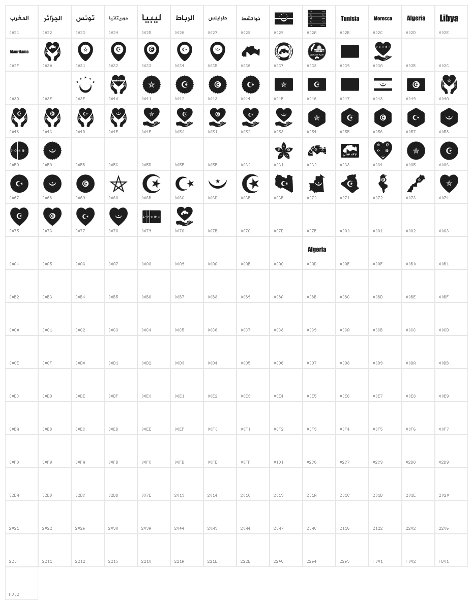 alittihad almaghribi color Character Map