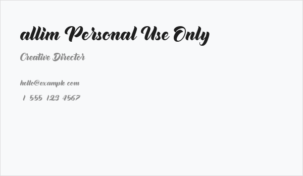 allim Personal Use Only Business Card