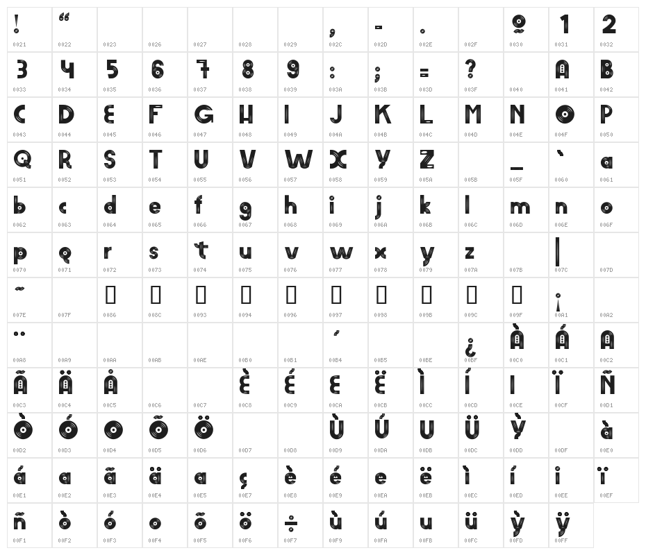 AM VINYL Heavy Character Map
