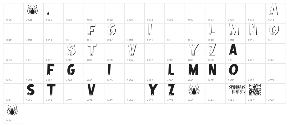 AMAZING FONTASY Character Map