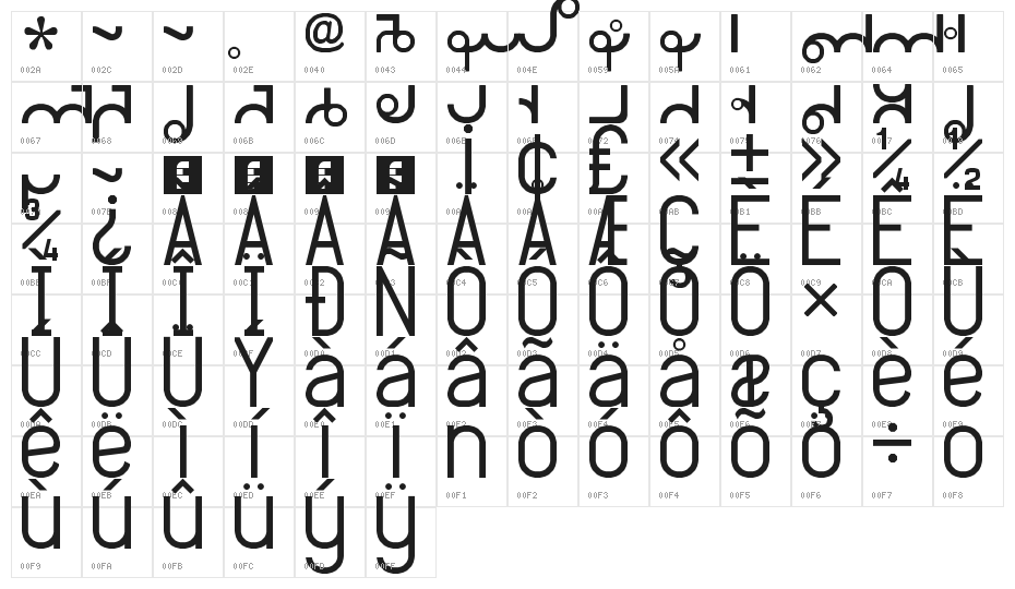 Amadz3 Regular Character Map