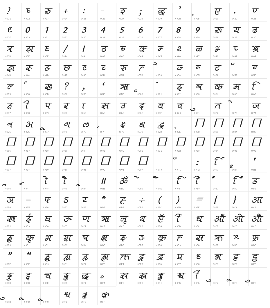 Aman Bold Italic Character Map