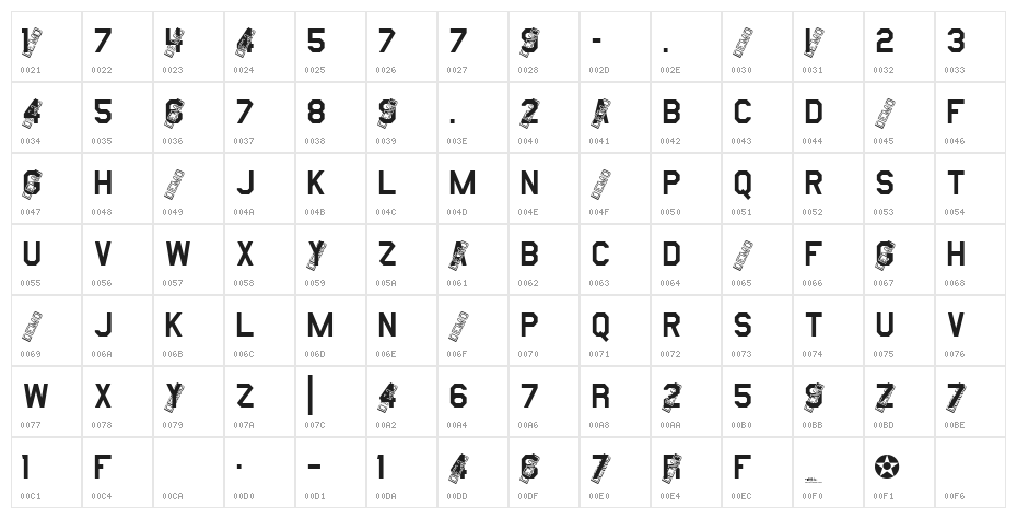AmarilloUSAFProDemo Medium Character Map