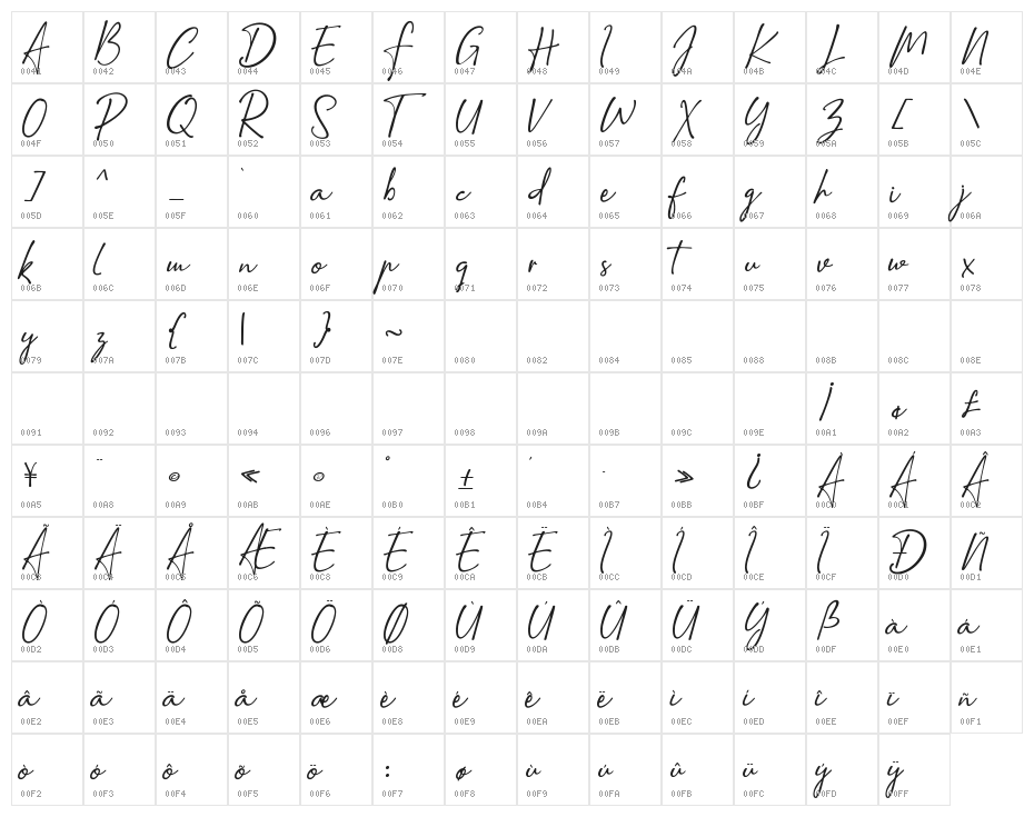Amatins Character Map