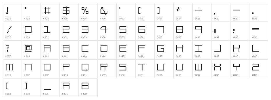 Amaya Technical Bold Regular Character Map