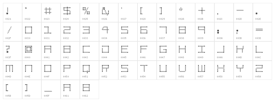 Amaya Technical Etching Regular Character Map