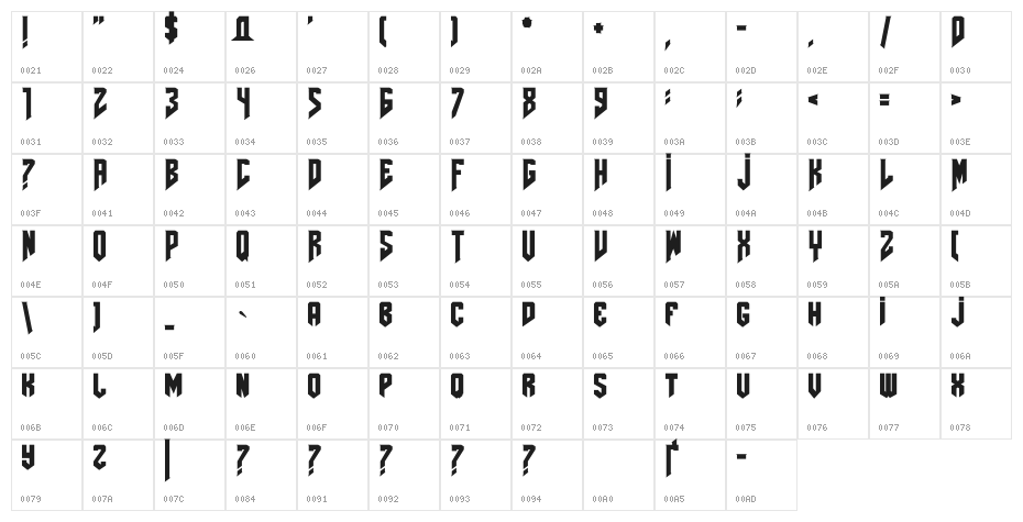 AmazDooMLeft2 Character Map