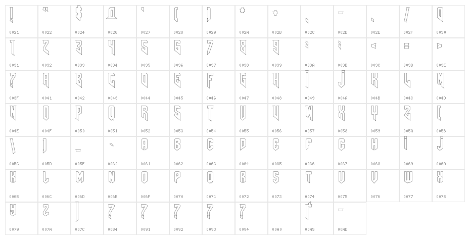 AmazDooMRightOutline Character Map