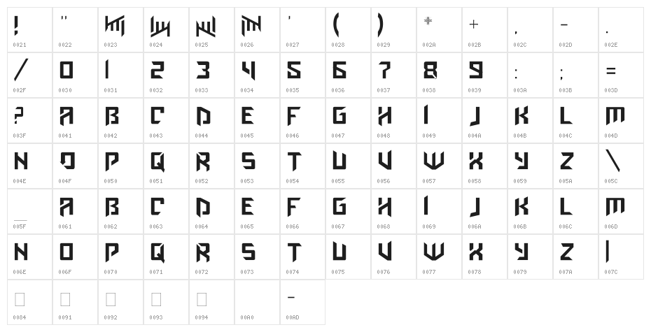 AmazObitaemOstrovFine Character Map