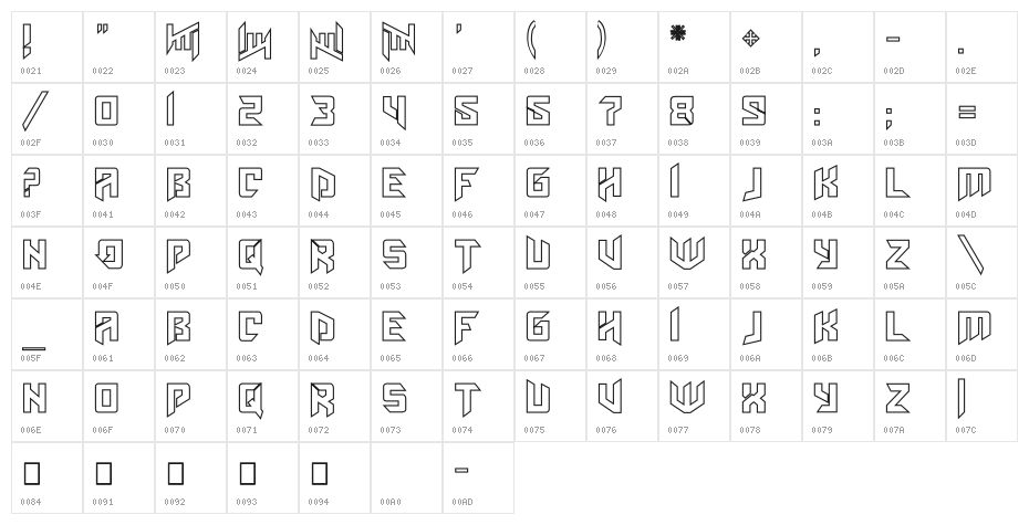 AmazObitaemOstrovOutline Character Map