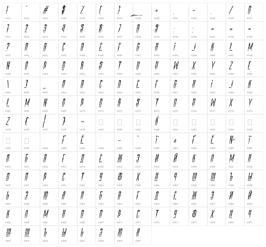 AmazS.T.A.L.K.E.R.Italic Character Map