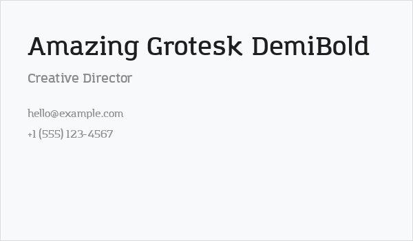 Amazing Grotesk DemiBold Business Card