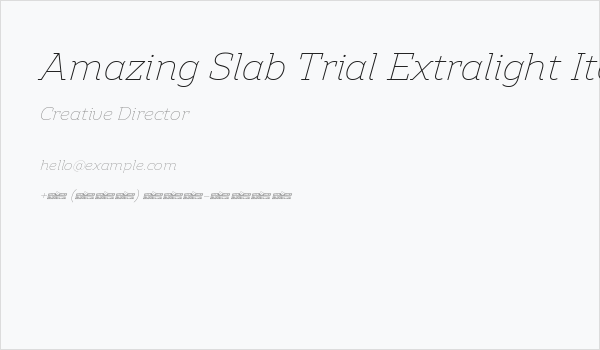 Amazing Slab Trial Extralight Italic Business Card