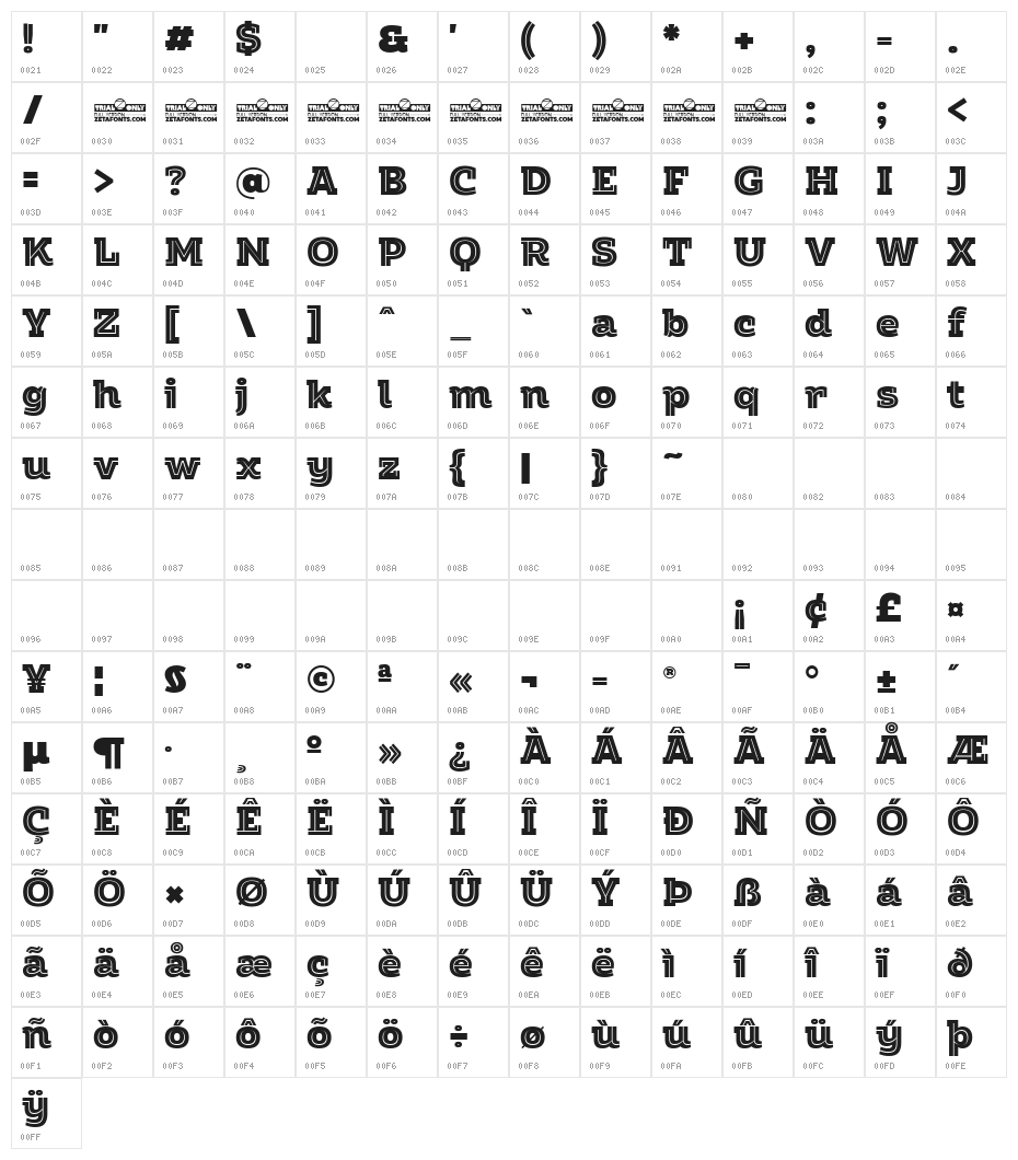 Amazing Slab Trial Inline Black Character Map