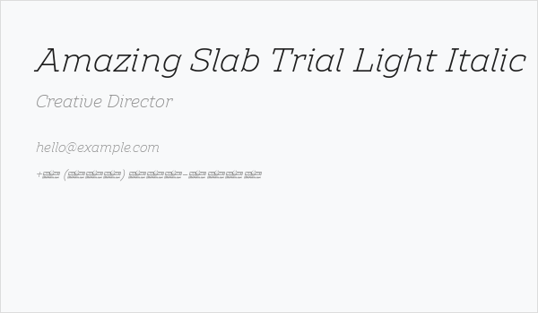 Amazing Slab Trial Light Italic Business Card