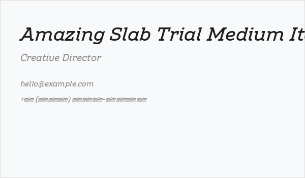 Amazing Slab Trial Medium Italic Business Card