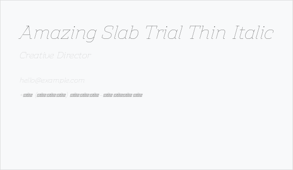 Amazing Slab Trial Thin Italic Business Card