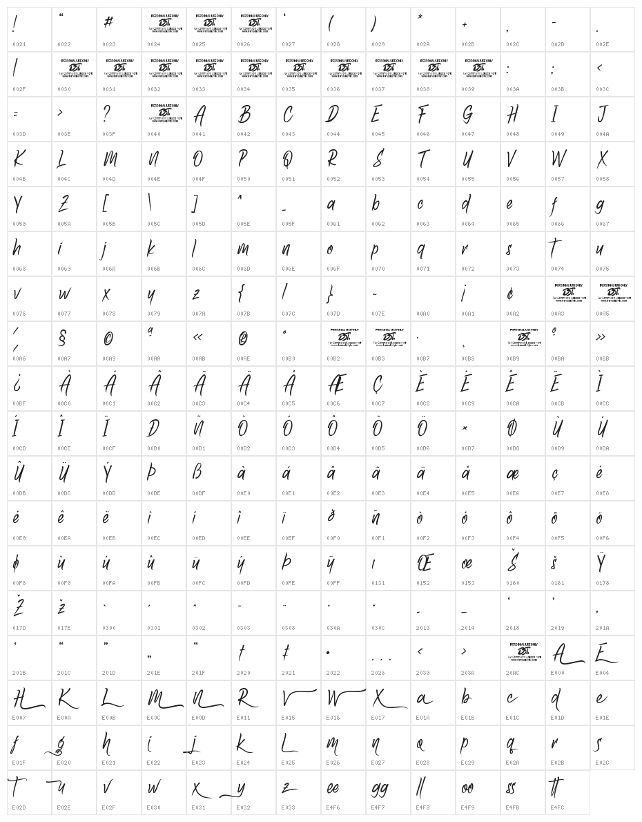 Amazoone Character Map