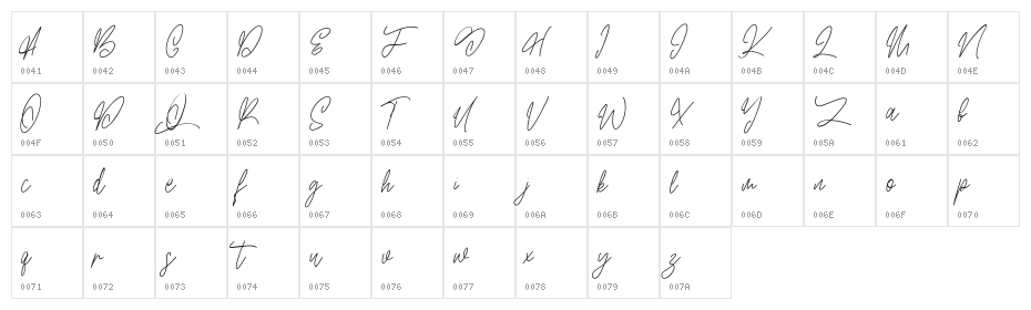 Amberlayton Free Regular Character Map