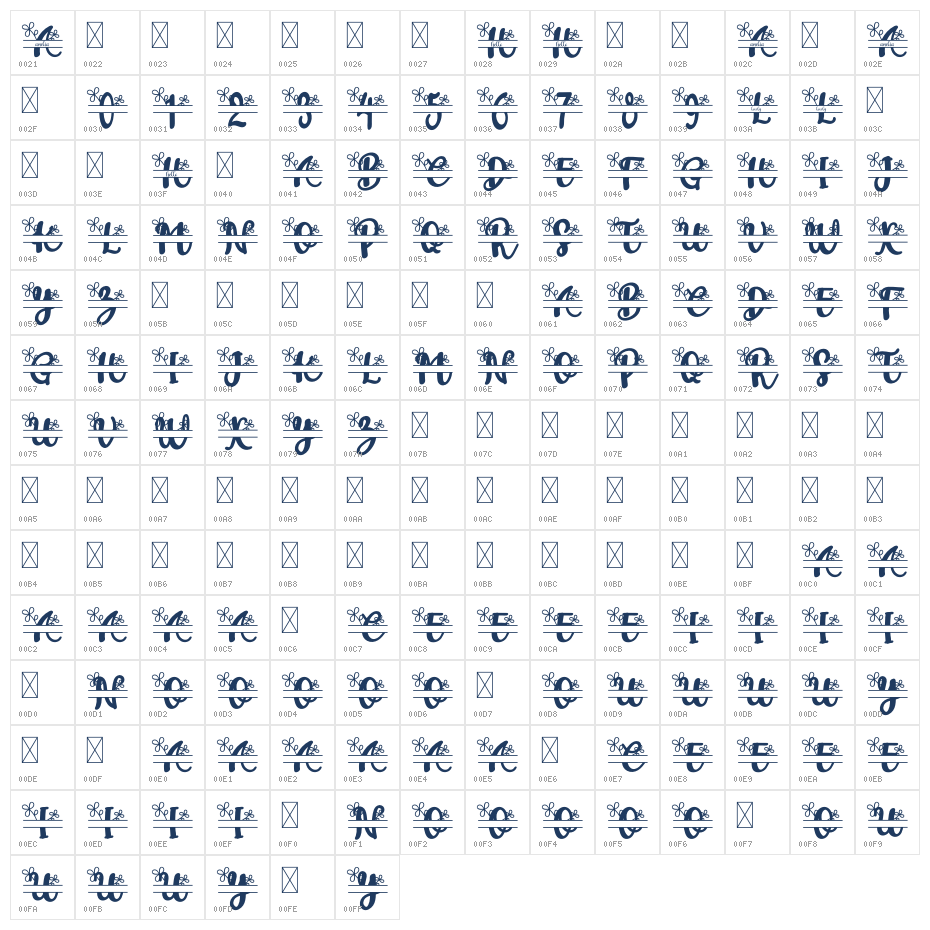 Amelda Monogram Character Map
