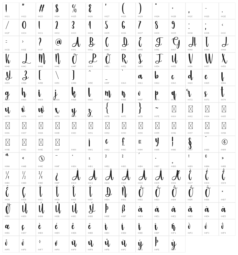 Ameliya Character Map