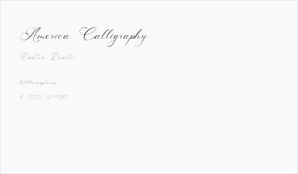 America Calligraphy Business Card