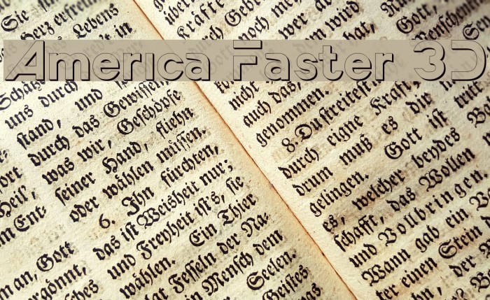 America Faster 3D Font examples