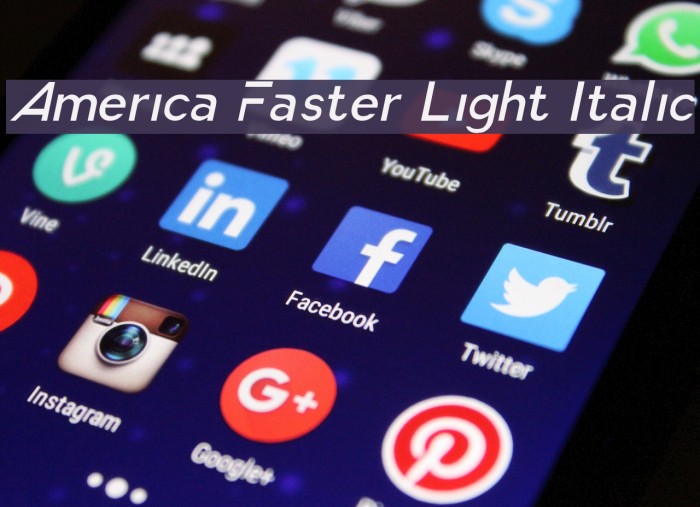 America Faster Light Italic Font examples