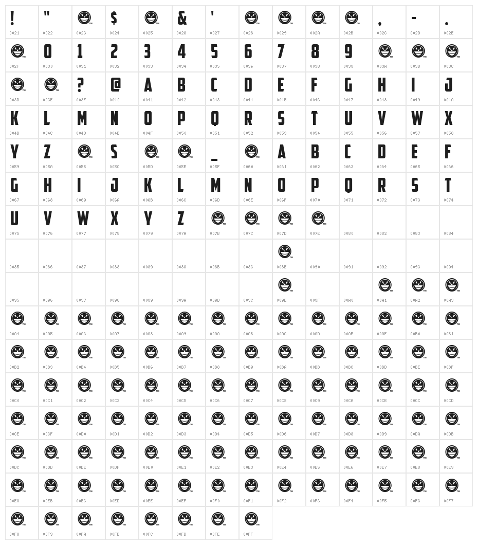 American Captain Normal Character Map