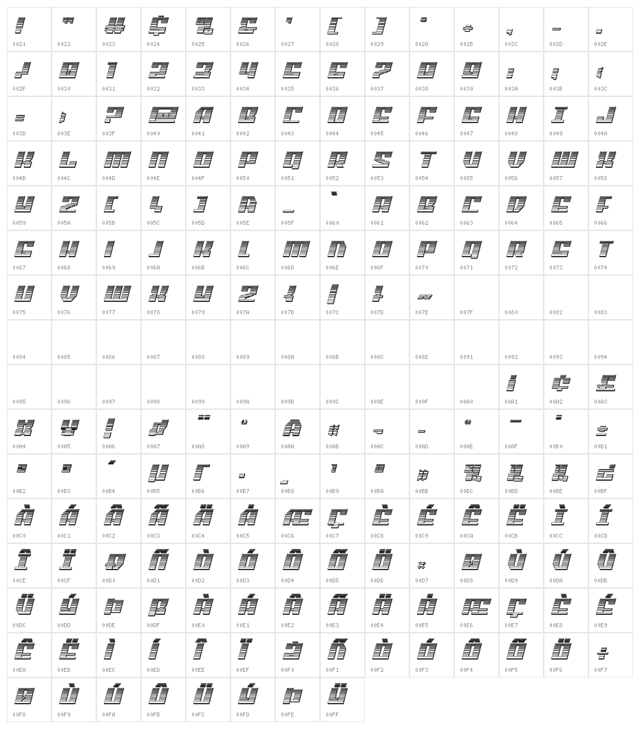 American Grain Chrome Italic Character Map