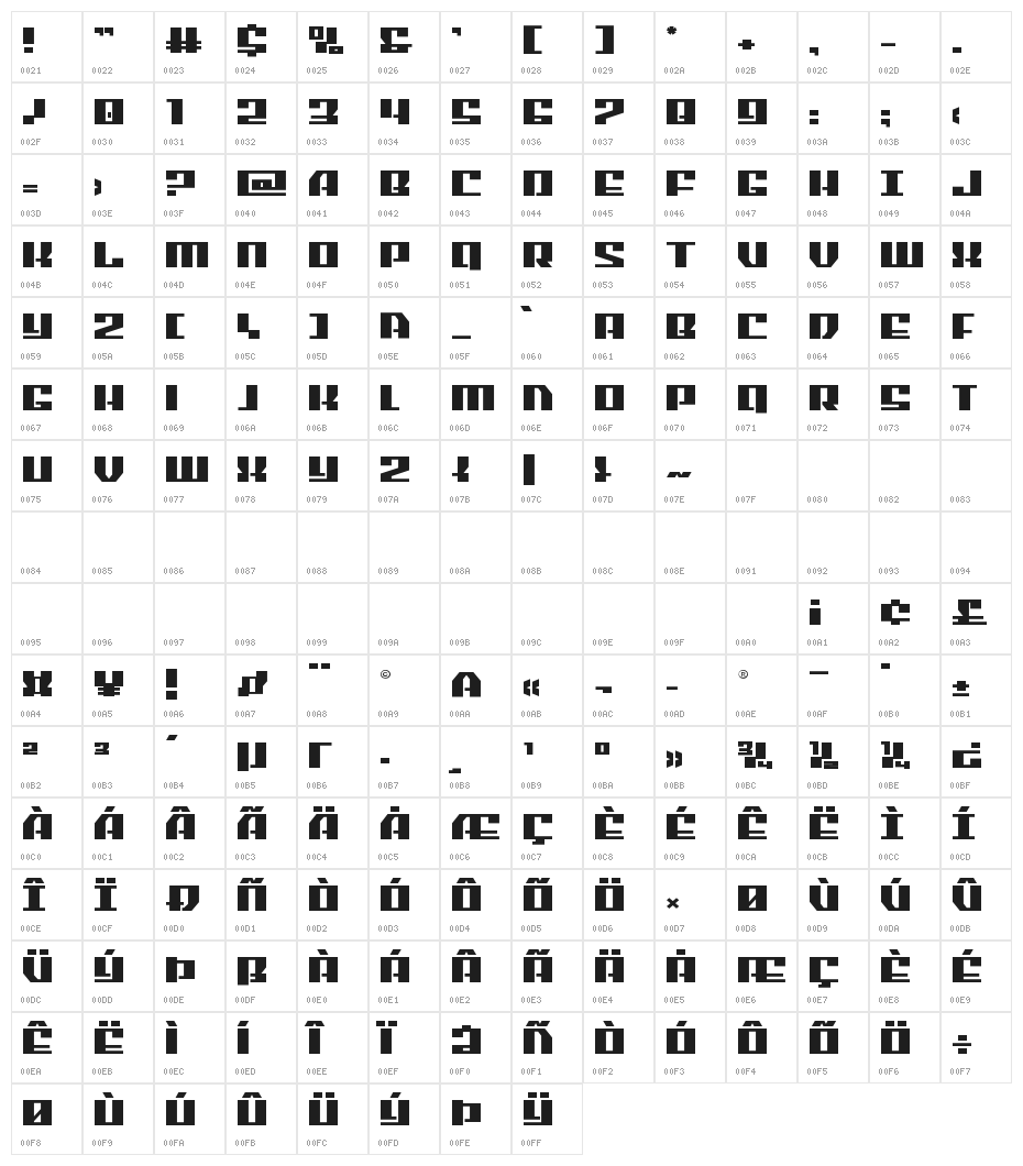 American Grain Expanded Character Map