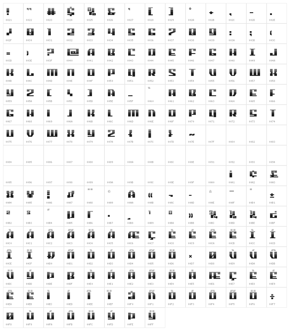 American Grain Halftone Character Map